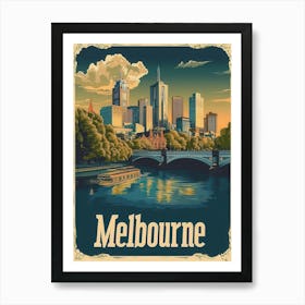 Aihrgdesign A Retro Travel Poster For Melbourne Featuring The Cac98e4a 56f6 42b0 B50c 64c267869954 2 Art Print