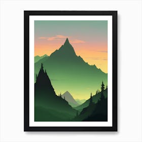 Misty Mountains Vertical Background In Green Tone 28 Art Print