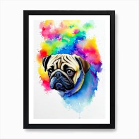 Pug Rainbow Oil Painting Dog Art Print