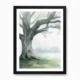 Yew Tree Atmospheric Watercolour Painting 2 Art Print