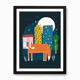 Urban City Fox Art Print