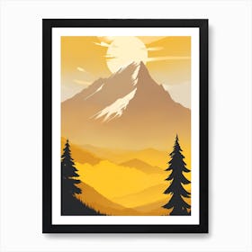 Misty Mountains Vertical Composition In Yellow Tone 36 Art Print