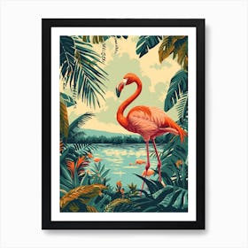 Greater Flamingo Las Coloradas Mexico Tropical Illustration 4 Art Print
