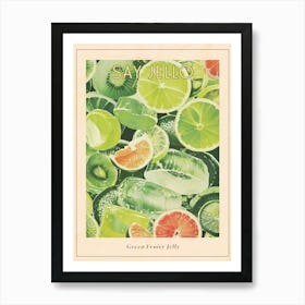 Green Fruity Jelly Retro Collage 1 Poster Art Print