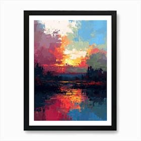 Sunset Over The Water | Pixel Art Series 1 Art Print