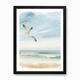 Seagulls On The Beach 1 Art Print