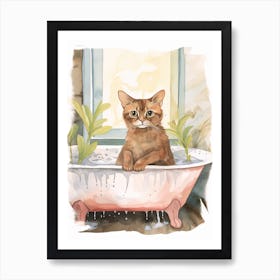 Burmese Cat In Bathtub Botanical Bathroom 4 Art Print