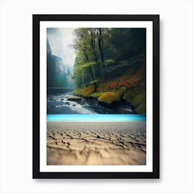 Dry Landscape With A River 1 Art Print