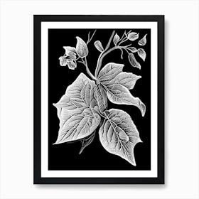 Quince Leaf Linocut 2 Art Print
