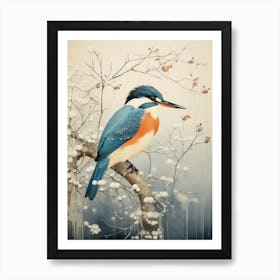 Winter Bird Painting Kingfisher 4 Art Print