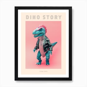 Punky Dinosaur In A Leather Jacket 3 Poster Art Print