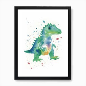 Baby Giganotosaurus Dinosaur Watercolour Illustration 1 Art Print