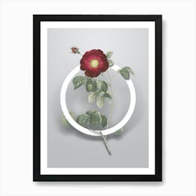 Vintage Rose Minimalist Botanical Geometric Circle on Soft Gray n.0038 Art Print
