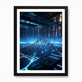 An Advanced Ai Network System Manifests Itself A Dynamic Almost Organic Mesh Intricately Woven Acr (3) Art Print