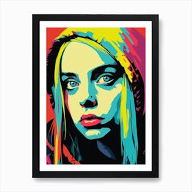 Billie Eilish Colour Pop Art Portrait 4 Art Print