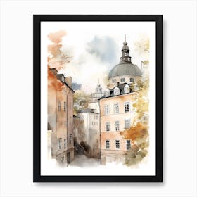 Vasastan Stockholm Neighborhood, Watercolour 2 Art Print