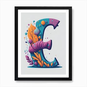 Colorful Letter E Illustration 102 Art Print