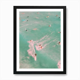 Aerial View Of Surfers In The Ocean Art Print