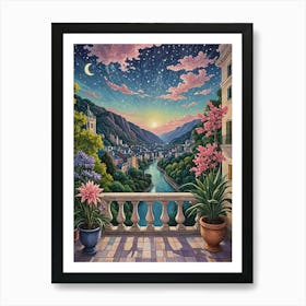 Magical Night On The Balcony Art Print