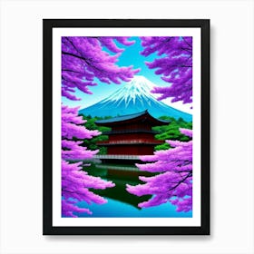 Pink Cherry Blossoms And Fuji Cherry Blossoms Mount Fuji Japan Art Print