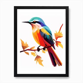 Colourful Geometric Bird Mockingbird 1 Art Print