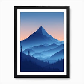 Misty Mountains Vertical Composition In Blue Tone 16 Art Print