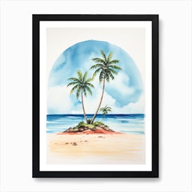 Watercolour Of Flamenco Beach   Culebra Puerto Rico 1 Art Print