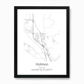 Holmen,United States Minimalist Map Póster