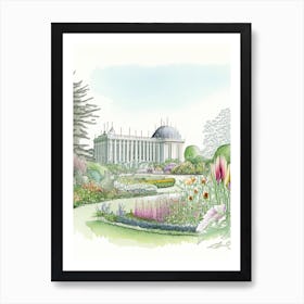 Longwood Gardens, Usa Vintage Pencil Drawing Art Print