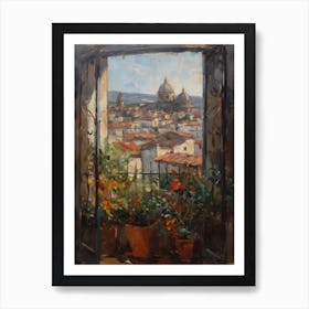 Window View Of Rome In The Style Of Impressionism 3 Art Print