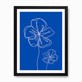 Flowers On A Blue Background Art Print