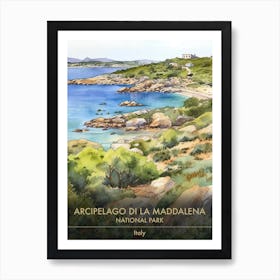 Arcipelago Di La Maddalena National Park Italy Watercolour 1 Art Print