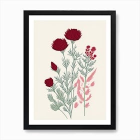 Red Clover Herb William Morris Inspired Line Drawing 3 Art Print