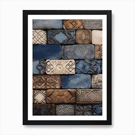 Blue And White Tile Wall Art Print