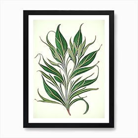 Tarragon Leaf Vintage Botanical 1 Art Print