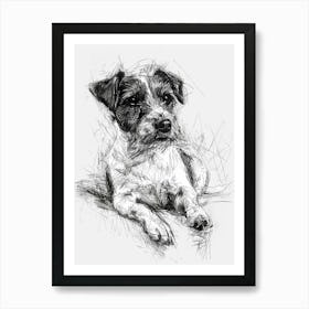 Parson Russell Terrier Dog Line Sketch  2 Póster