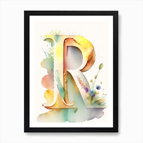 R  Letter, Alphabet Storybook Watercolour 4 Art Print