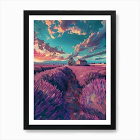 Lavender Field At Sunset Art Print