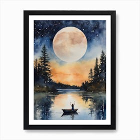 I Love The Moon ~ And The Moon Loves Me ~ Fairytale Witchcraft Moonlight Forest Watercolor Artwork ~ Spooky Witchy Pagan Witches Art Print