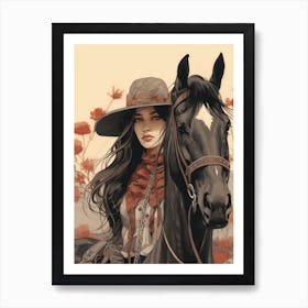 Wanderlust Cowgirl Illustration 2 Art Print