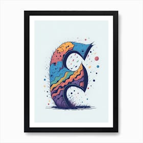 Colorful Letter F Illustration 53 Art Print