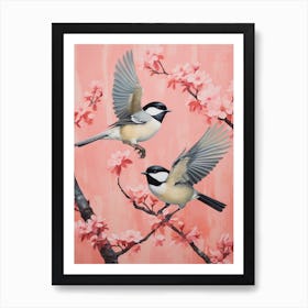 Vintage Japanese Inspired Bird Print Carolina Chickadee 1 Art Print