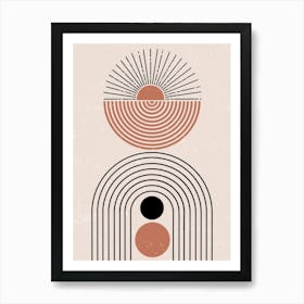 Minimalist Abstract Geometric Concentric Circles Sun Art Print