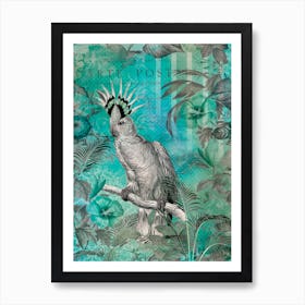 Cockatoo Paradise Turquoise Art Print