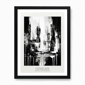 Cityscape Abstract Black And White 4 Poster Art Print