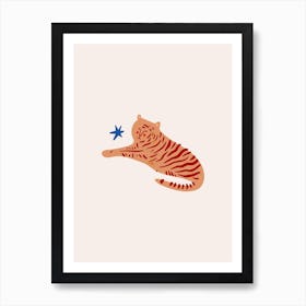 Tiger And Blue Star Art Print