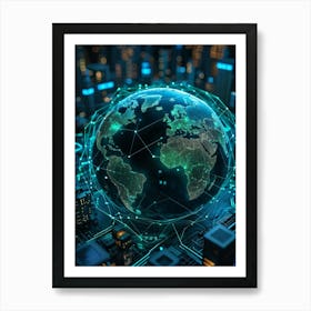 A Complex Network Of Intertwining Glowing Fibers Representing Global Telecom Connections And Financi (4) Art Print