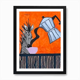 Coffee And Zebra Art Print