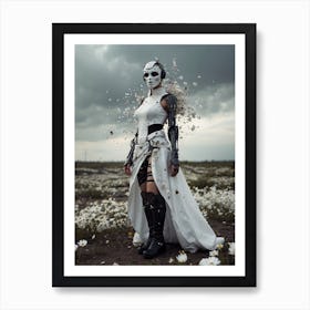 Robot Girl In The Field Art Print