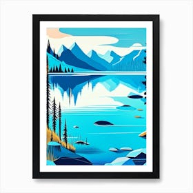 Crystal Clear Blue Lake Landscapes Waterscape Midcentury 2 Art Print